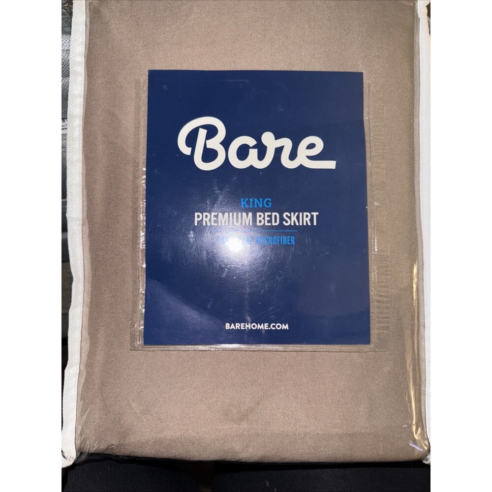 NEW King Bed Skirt Brown/khaki 15-Inch Drop Premium Microfiber Bare Home